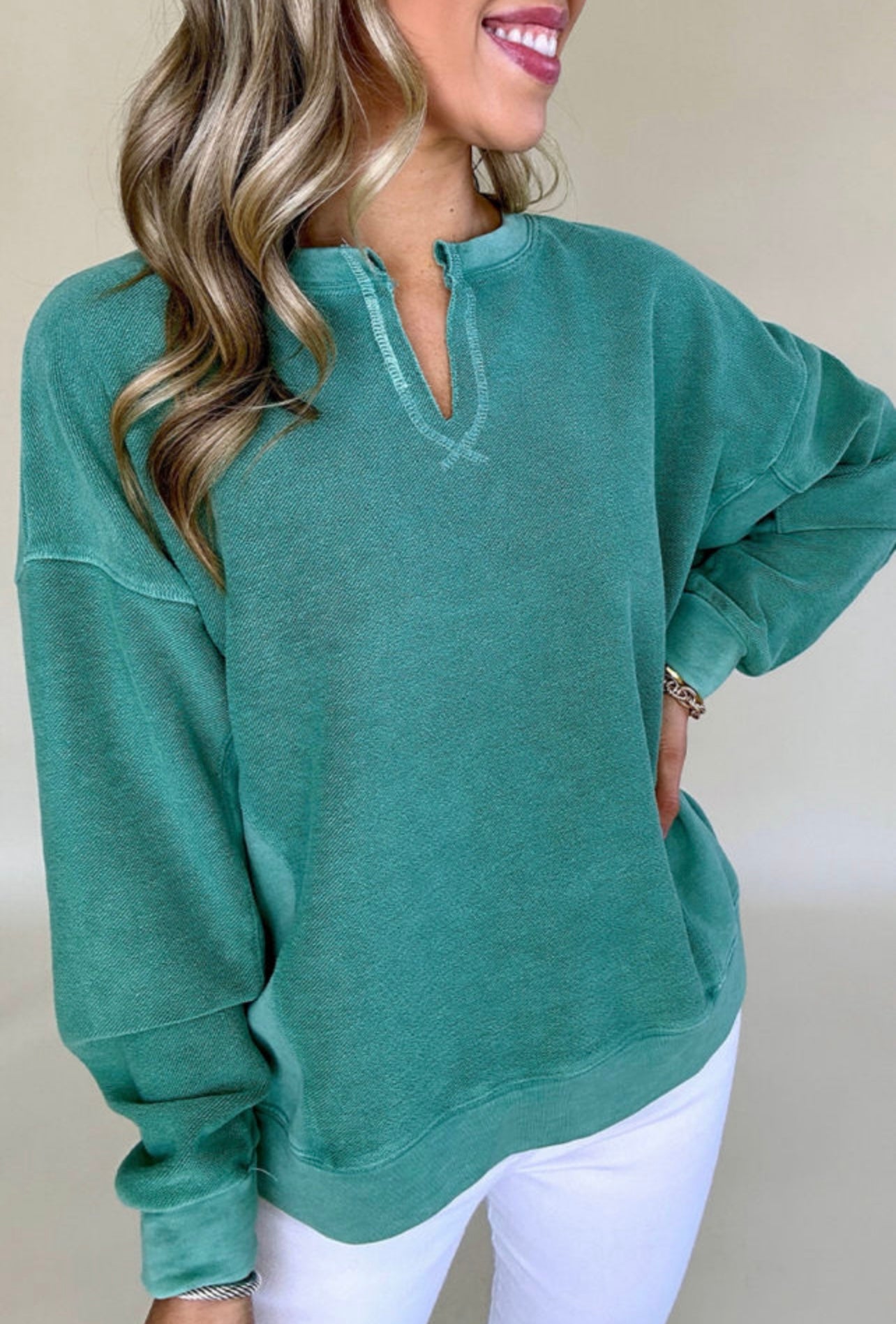 Yeap Notched Neck Sweatshirt