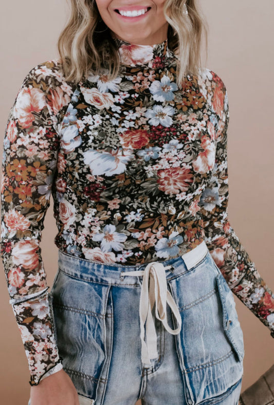 Floral Fitted Long sleeve Top