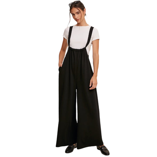 Drawstring Loose Jumpsuit (Black)