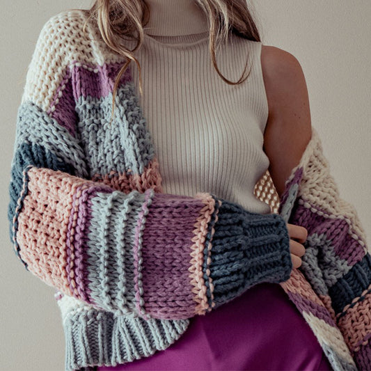 Chunky Knit Stripe Cardigan