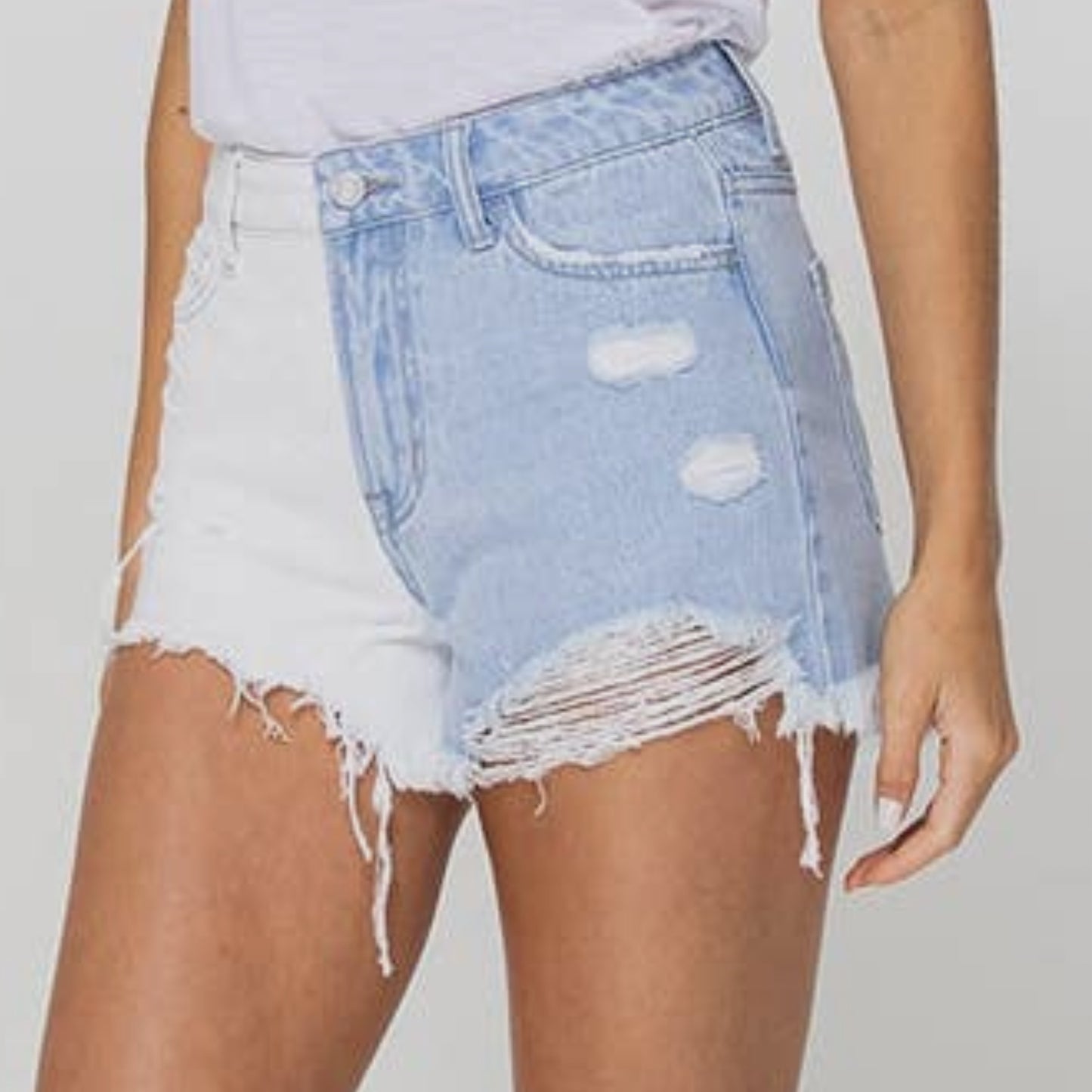 Color Block Jean Shorts